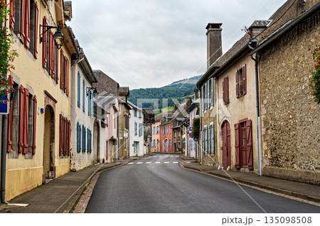 Street scene in the historic, scenic village of Campan in Haute-Pyrenees in France Street scene in the historic, scenic village of Campan in Haute-Pyrenees in France 135098508