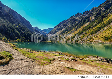 Lac de Gaube, Gaube Lake is a lake in the French Pyrenees, near the town of Cauterets in France 135098513