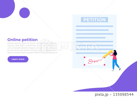 An appeal document or form. Petition online concept. Vector illustration An appeal document or form. Petition online concept. Vector illustration 135098544