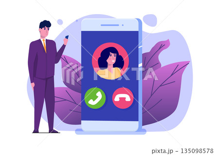 Voice over IP,  IP telephony  VoIP technology concept. Vector illustration. 135098578