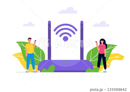 WiFi Connection concept. Remote connected devices. Vector illustration. 135098642