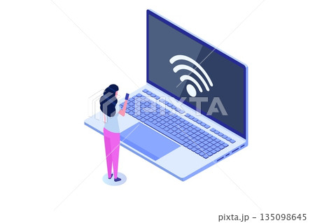 WiFi Connection concept. Remote connected devices. Vector illustration. 135098645
