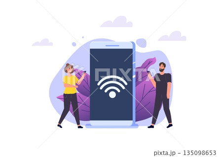 WiFi Connection concept. Remote connected devices. Vector illustration. 135098653