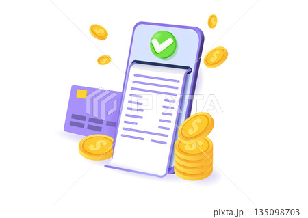 Payment approved concept. 3d realistic vector illustration. 135098703