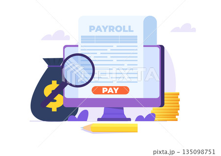 Invoice paper, payroll, salary payment concept. Vector illustration Invoice paper, payroll, salary payment concept. Vector illustration 135098751