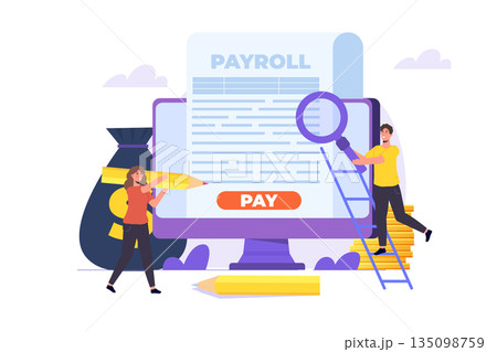 Invoice paper, payroll, salary payment concept. Vector illustration 135098759