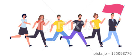 Business team, People running with flag. Vector illustration Business team, People running with flag. Vector illustration 135098776