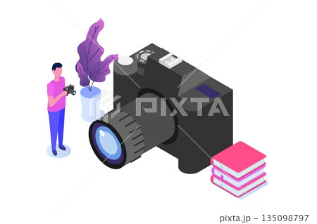 Photography courses or class, tutorials, workshops concept. Vector illustration 135098797