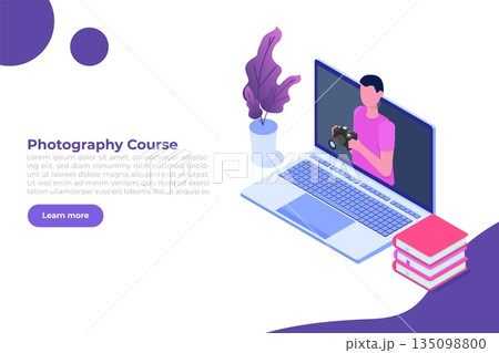 Photography courses or class, tutorials, workshops concept. Vector illustration Photography courses or class, tutorials, workshops concept. Vector illustration 135098800