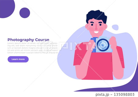 Photography courses or class, tutorials, workshops concept. Vector illustration 135098803