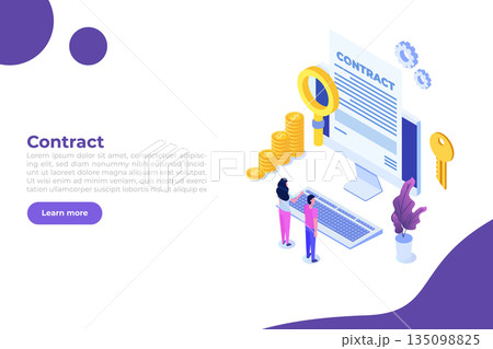 Preparation business contract concept. Vector illustration. 135098825