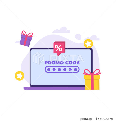 Promo code using concept. Vector illustration. 135098876