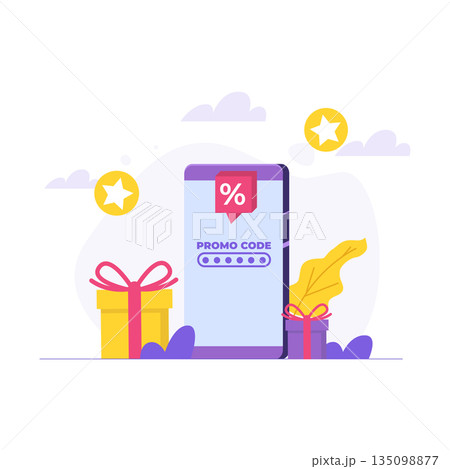 Promo code using concept. Vector illustration. Promo code using concept. Vector illustration. 135098877