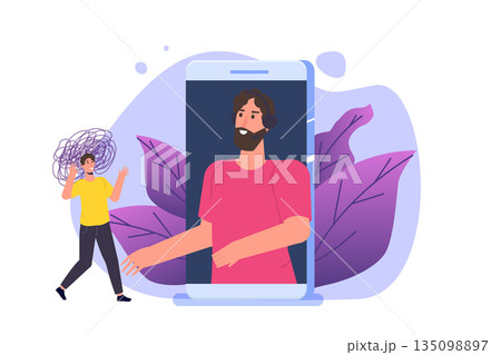Psychological counseling assistance service concept. Vector illustration 135098897