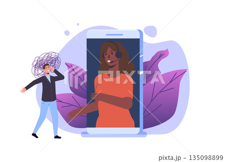 Psychological counseling assistance service concept. Vector illustration 135098899