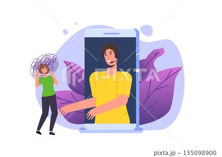 Psychological counseling assistance service concept. Vector illustration 135098900