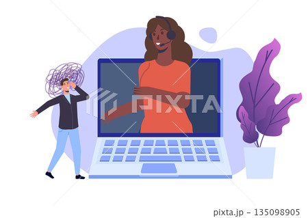 Psychological counseling assistance service concept. Vector illustration 135098905