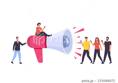 Referral marketing. Refer a friend  illustration concept. Can use for landing page, mobile app. 135098972