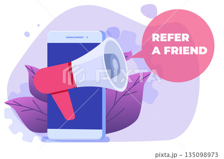 Referral marketing. Refer a friend vector illustration concept. Can use for landing page, mobile app. 135098973
