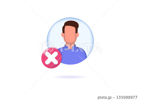 Remove or delete the social account or profile concept. 3D vector illustrations for banner, website, landing page, flyer. 135098977