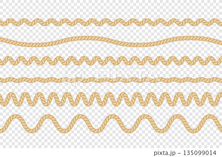 Realistic vector fiber ropes isolated on transparent background. Realistic vector fiber ropes isolated on transparent background. 135099014