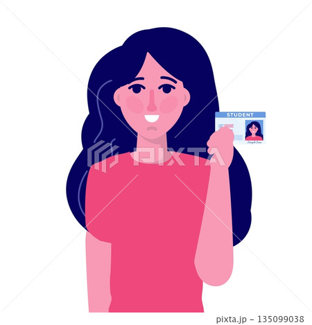 School, Student id card with photo. Vector illustration. School, Student id card with photo. Vector illustration. 135099038