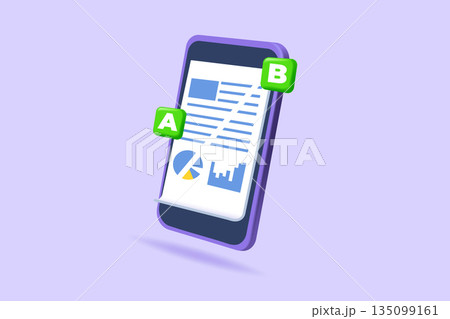 A-B comparison. Split testing 3d realistic vector illustration. 135099161