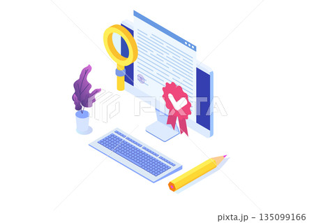 Stamping licensed icon. Certification license concept.  Isometric Vector illustration. 135099166