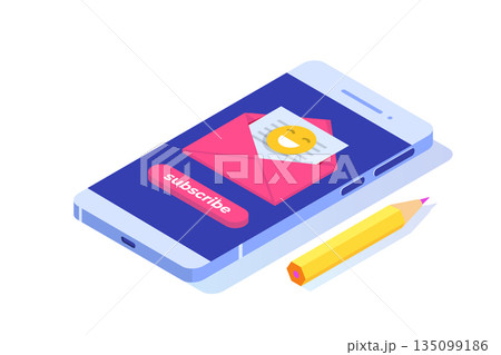 Email marketing, subscribe concept. Received newsletter. Vector  illustration 135099186