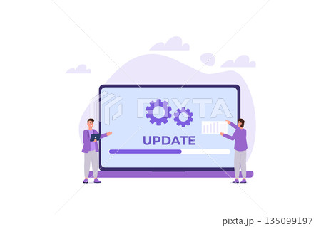 System update flat style concept. Vector illustration can use for, landing page, template,web, mobile app, poster, banner. System update flat style concept. Vector illustration can use for, landing page, template,web, mobile app, poster, banner. 135099197