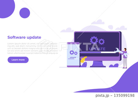 System update flat style concept. Vector illustration can use for, landing page, template,web, mobile app, poster, banner. System update flat style concept. Vector illustration can use for, landing page, template,web, mobile app, poster, banner. 135099198