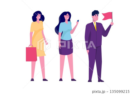 Teamleader or influencer character concept. Business leadership.  Vector illustration in a flat style 135099215