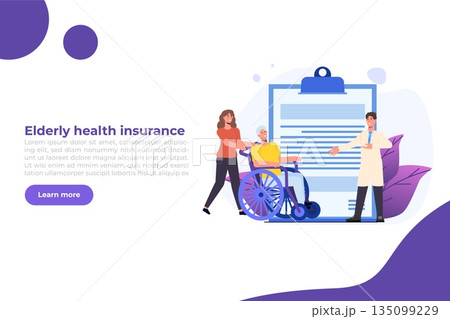 Elderly health insurance concept. Vector illustration in flat style. Elderly health insurance concept. Vector illustration in flat style. 135099229