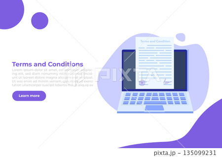 Terms And Conditions concept. Document paper, contract. Vector illustration in flat style. Terms And Conditions concept. Document paper, contract. Vector illustration in flat style. 135099231