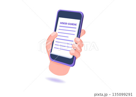 3d User manual concept. People with guide instruction are discussing about content of handbook. 3d realistic vector illustration. 3d User manual concept. People with guide instruction are discussing about content of handbook. 3d realistic vector illustration. 135099291