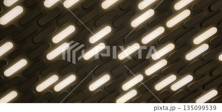 House wall design with Golden LED Light Pattern Background With Vertical Strips For modern Tech, interior Design, And Abstract Concepts 135099539