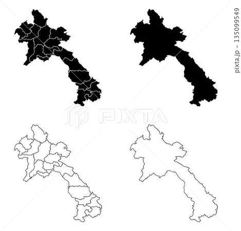 Lao Peoples Democratic Republic Outline and Solid Fill Map Set. Lao Peoples Democratic Republic Outline and Solid Fill Map Set. 135099549