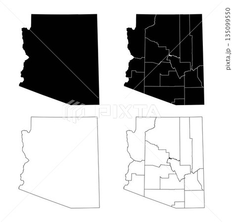 Arizona State Outline and Solid Fill Map Set. 135099550