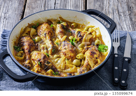 Traditional Senegalese Chicken Yassa with Onions 135099674