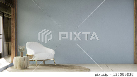 mock up room tropical with mini sofa and partition wall, room ties interior white tone.3D rendering mock up room tropical with mini sofa and partition wall, room ties interior white tone.3D rendering 135099839