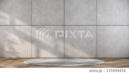 Mock up interior concept Empty room wood docoration wall on tiles floor. 3D illustration rendering 135099858