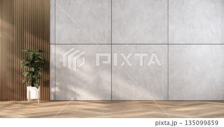 Mock up interior concept Empty room wood docoration wall on tiles floor. 3D illustration rendering Mock up interior concept Empty room wood docoration wall on tiles floor. 3D illustration rendering 135099859