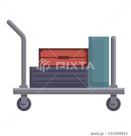Open luggage trolley icon cartoon vector. Travel suitcase Open luggage trolley icon cartoon vector. Travel suitcase 135099953