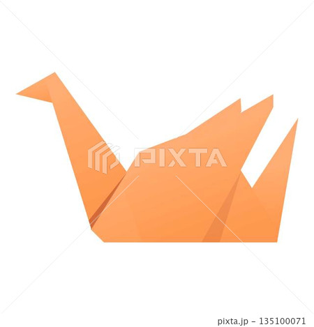 Origami lake swan icon cartoon vector. Paper bird 135100071
