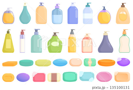 Soap icons set cartoon vector. Spa health 135100131