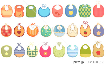 Bib icons set cartoon vector. Boy baby Bib icons set cartoon vector. Boy baby 135100132
