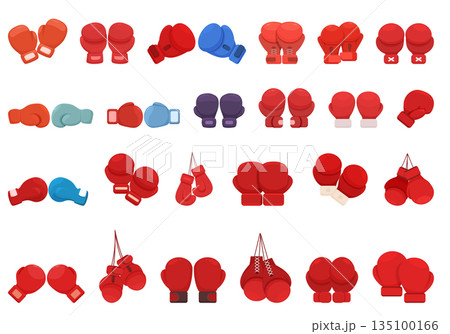 Boxing Gloves icons set cartoon vector. Battle match 135100166