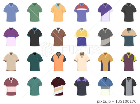Polo shirt, sleeve icons set cartoon vector. Man sport 135100170
