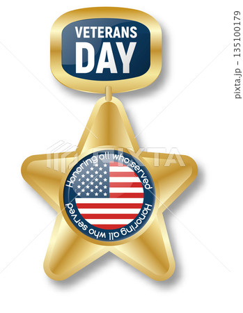 Veterans day gold star icon logo, realistic style Veterans day gold star icon logo, realistic style 135100179