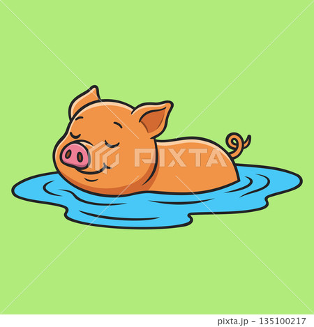 Water Soaking Orange Pig Illustration Character Vector Logo Template Water Soaking Orange Pig Illustration Character Vector Logo Template 135100217